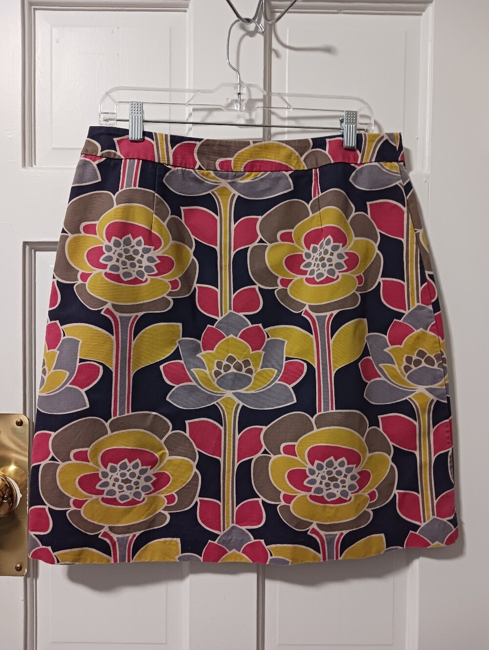Boden Women's Dusty Pink , Green Gray Floral 100% Cotton A-Line Skirt Sz US 10R